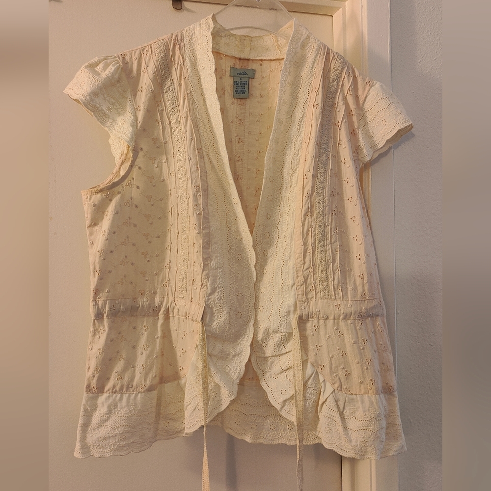 Odille Cream Floral Lace Trim Tank Top